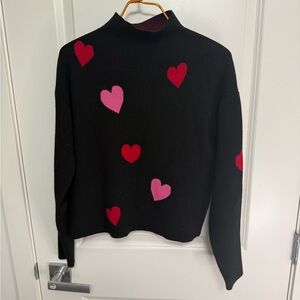 Nicole Miller Black Heart Pattern Women's Cropped Sweater in size M